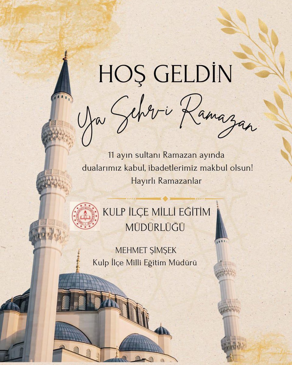 11 ayın sultanı Ramazan-ı Şerif mübarek olsun.
Bu mübarek ayın birlik, bereket ve huzur getirmesini dileriz.
Dualarımız kabul, ibadetlerimiz makbul olsun.

Hayırlı Ramazanlar. 🌿

<a href="/hhemm21/">MEHMET (ZÂHİD) ŞİMŞEK</a> <a href="/burakakeller/">Burak AKELLER</a> <a href="/dbakirvalilik/">T.C. Diyarbakır Valiliği</a> <a href="/Diyarbakirmem/">Diyarbakır İl Millî Eğitim Müdürlüğü</a> <a href="/sadoglu_salih/">Salih Sadoğlu</a> <a href="/vali_zorluoglu/">Murat Zorluoğlu</a>