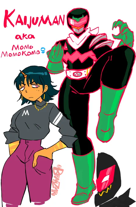 Each girl's design represents a different era in tokusatsu: Momo (Kaijuman) represents the Showa era, Kamen Rider Ichigo and Zyuranger specifically! Camila (Hypergal) represents the Heisei era, Ultraman Mebius and the crew GUYS! Detective Rin represents Gavan Infinity!