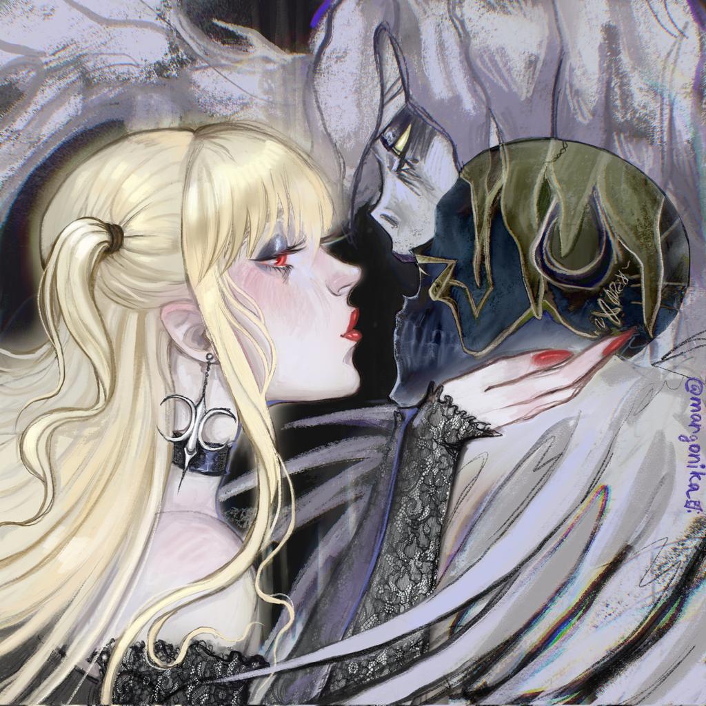 Margonika01's tweet image. A kiss with death💀🖤

#デスノート #DEATHNOTE  #MisaAmane