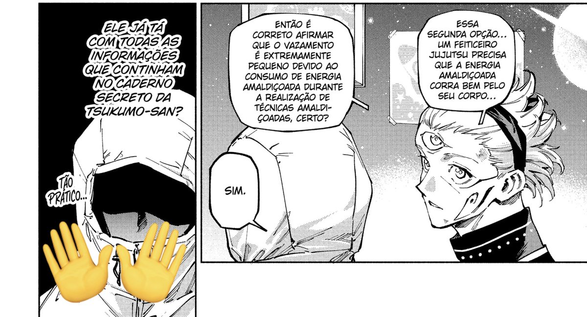 YamatoHaoshoku's tweet photo. Esse quadro pode estar sugerindo que o Itadori continuou a pesquisa da Yuki e descobriu mais coisas sobre a energia amaldiçoada, coisas que não estavam no livro.
Ele pode ter aprofundado o conhecimento sobre a origem da energia amaldiçoada e descoberto que, por algum motivo, as maldições continuariam surgindo mesmo que os japoneses não tivessem mais energia...
#Modulo22