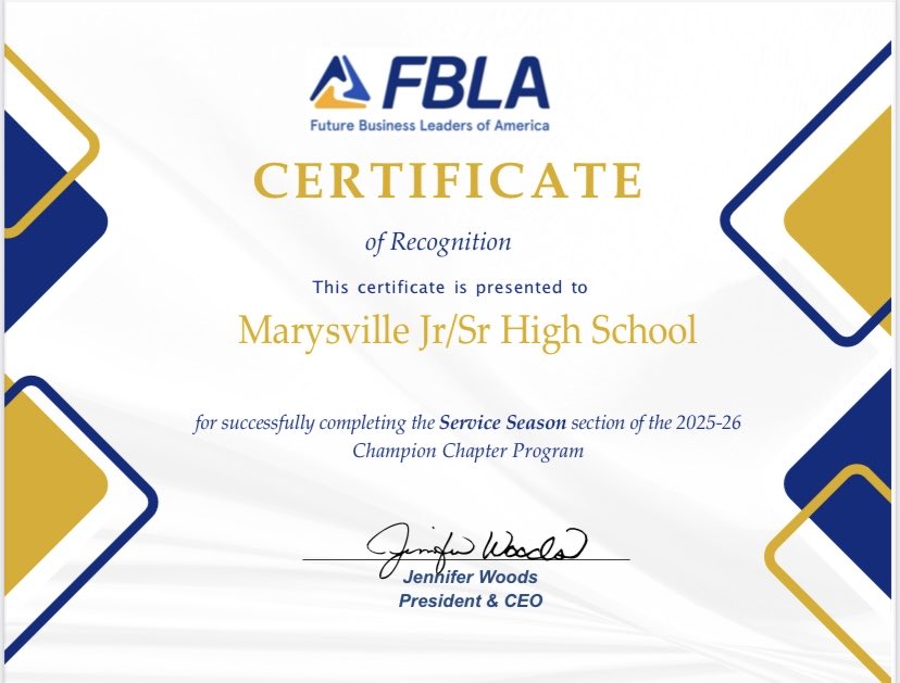 We are excited to announce that FBLA earned the National Champion Chapter Service Season Award! This award focused on the core of the FBLA mission-developing community-minded business leaders by participating in community service projects and celebrating American Enterprise Day!