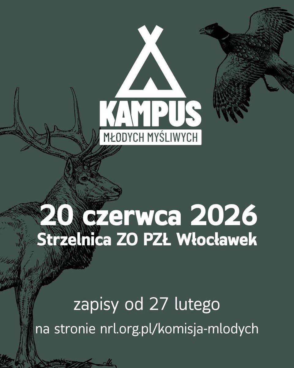 📣 Kampus Młodych Myśliwych 2026

📍 Strzelnica myśliwska PZŁ we Włocławku
🗓 20 czerwca 2026 r.

Wracamy z drugą edycją ogólnopolskiego spotkania młodego pokolenia myśliwych. Edukacja, praktyka, integracja i solidna dawka łowieckiej energii.

📝 Zapisy ruszają 27 lutego – liczba
