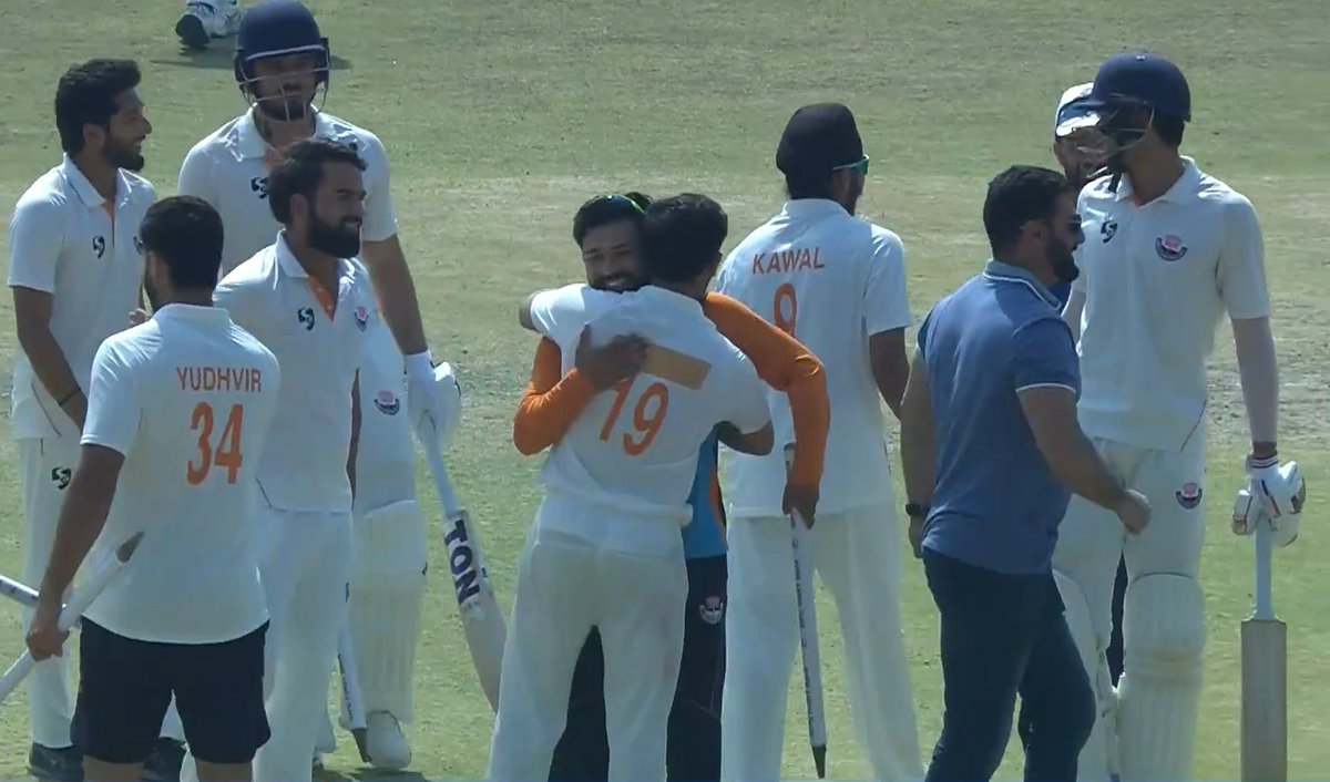 thecrichub_live's tweet photo. #JammuKashmir scripts history after beating #Bengal by six wickets in #SF2 of #RanjiTrophy2026 in #Kalyani.
In the process, J&K reached the Finals of #RanjiTrophy for the first time.
STORY+ REPORT: https://t.co/SDeKiEQlMN
#Cricket #India #Elite #BENvsJK | @BCCIdomestic https://t.co/a9CVeWWe8W