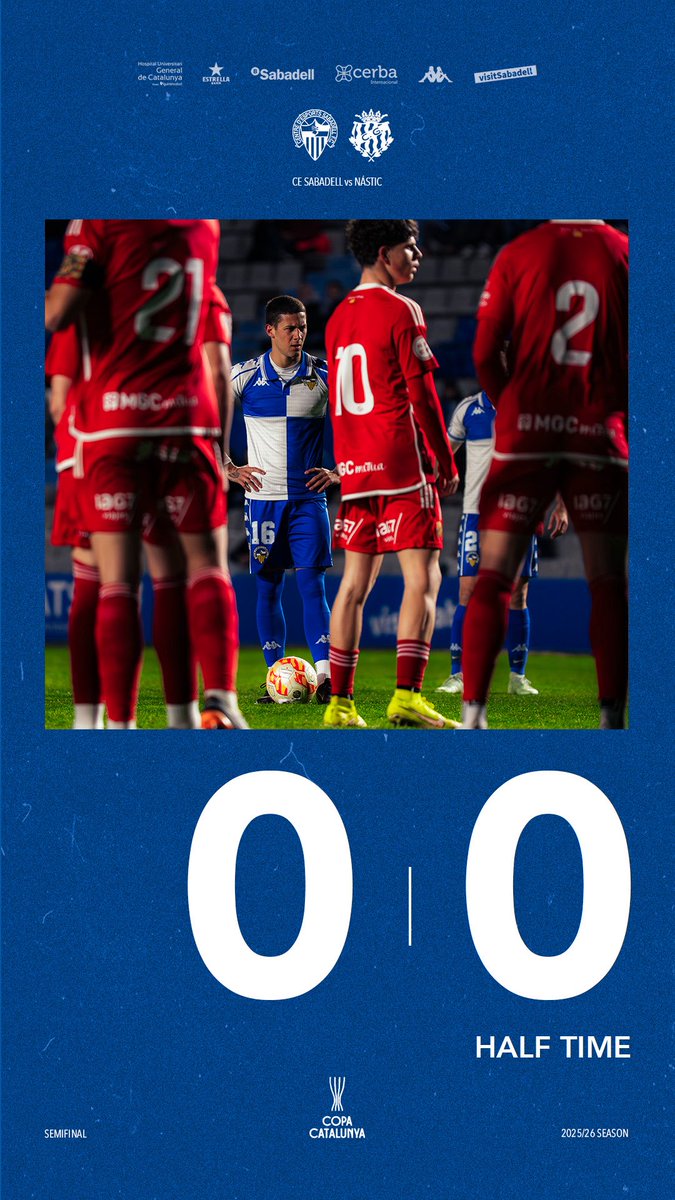 45’ | 0-0 | #SabadellNàstic

⏸️ 𝗗𝗘𝗦𝗖𝗔𝗡𝗦 a la Nova Creu Alta

🤝🏻 Primera meitat molt competida i amb bones ocasions per als dos equips 

#AMQM
