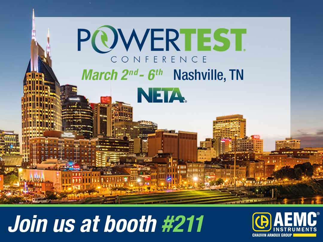 Join #AEMCInstruments as our Guest at the PowerTest NETA 2026 Conference in Nashville TN on March 3rd.

Download our FREE Exhibit Pass: bit.ly/3MiBsUi

Stop by Booth #211, Spin the Prize Wheel and Take a chance to WIN amazing prizes!

#AEMCInstruments #ChauvinArnoux #PEL