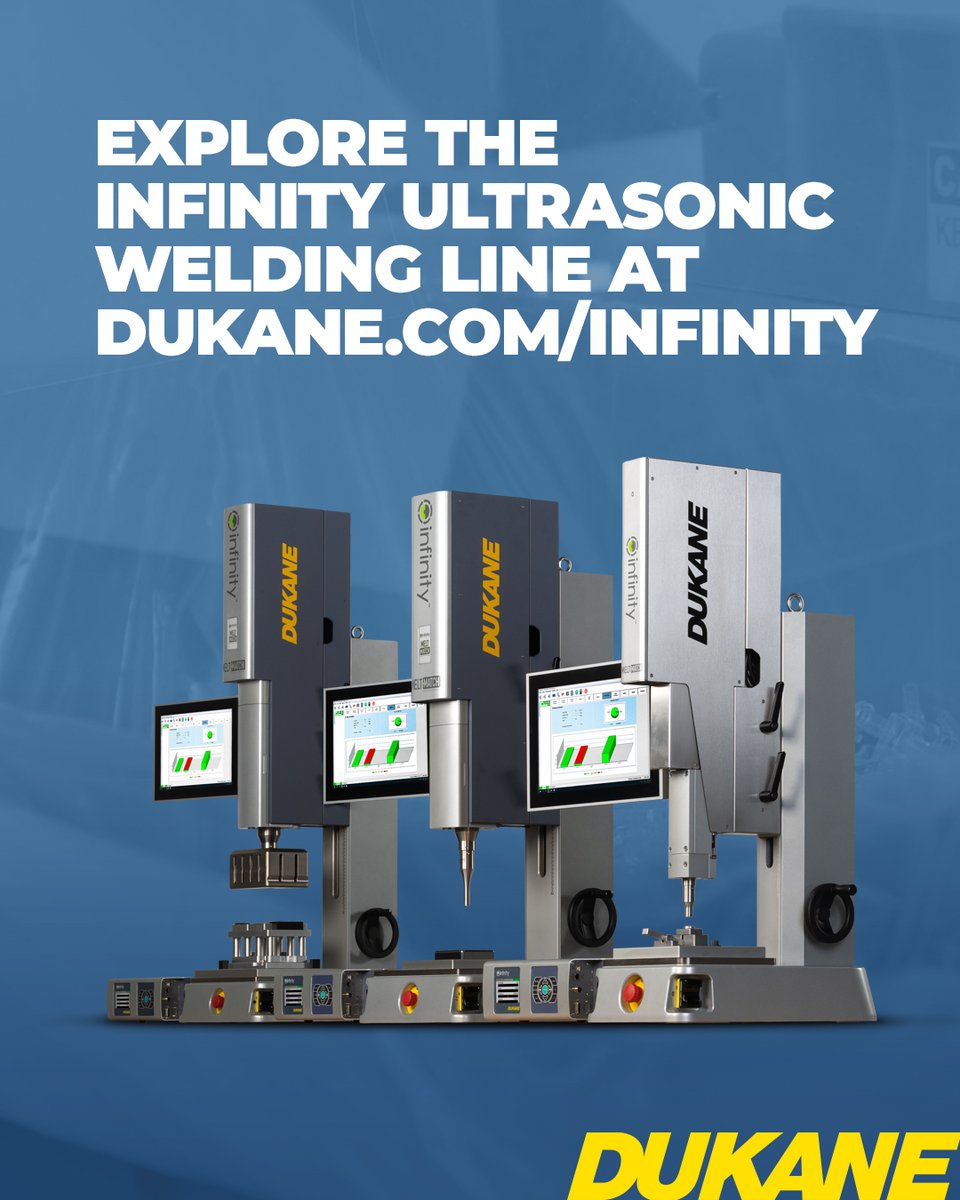 DukaneIAS's tweet photo. REDUCE OPERATING COSTS, ENSURE PRODUCT QUALITY, &amp; MEET PROJECT DEADLINES.

Take full control of each phase in the ultrasonic welding process with the Infinity™ Servo Ultrasonic Welding System and patented Melt-Match® technology.

More: https://t.co/XMqtpJV6D4 https://t.co/JDwvE4OC1t