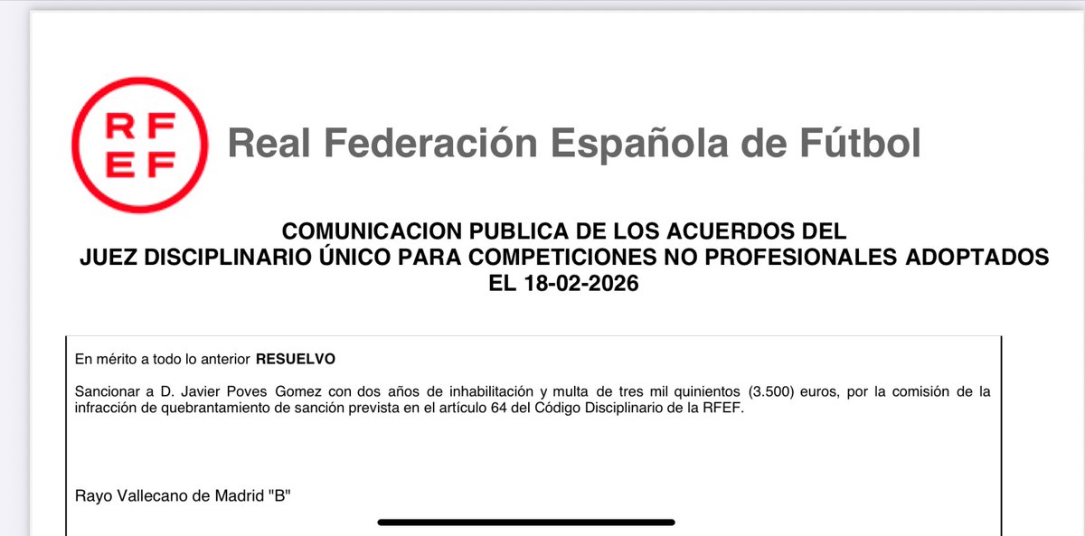 Dos años de inhabilitación y 3.500 euros de multa a Javi Poves.