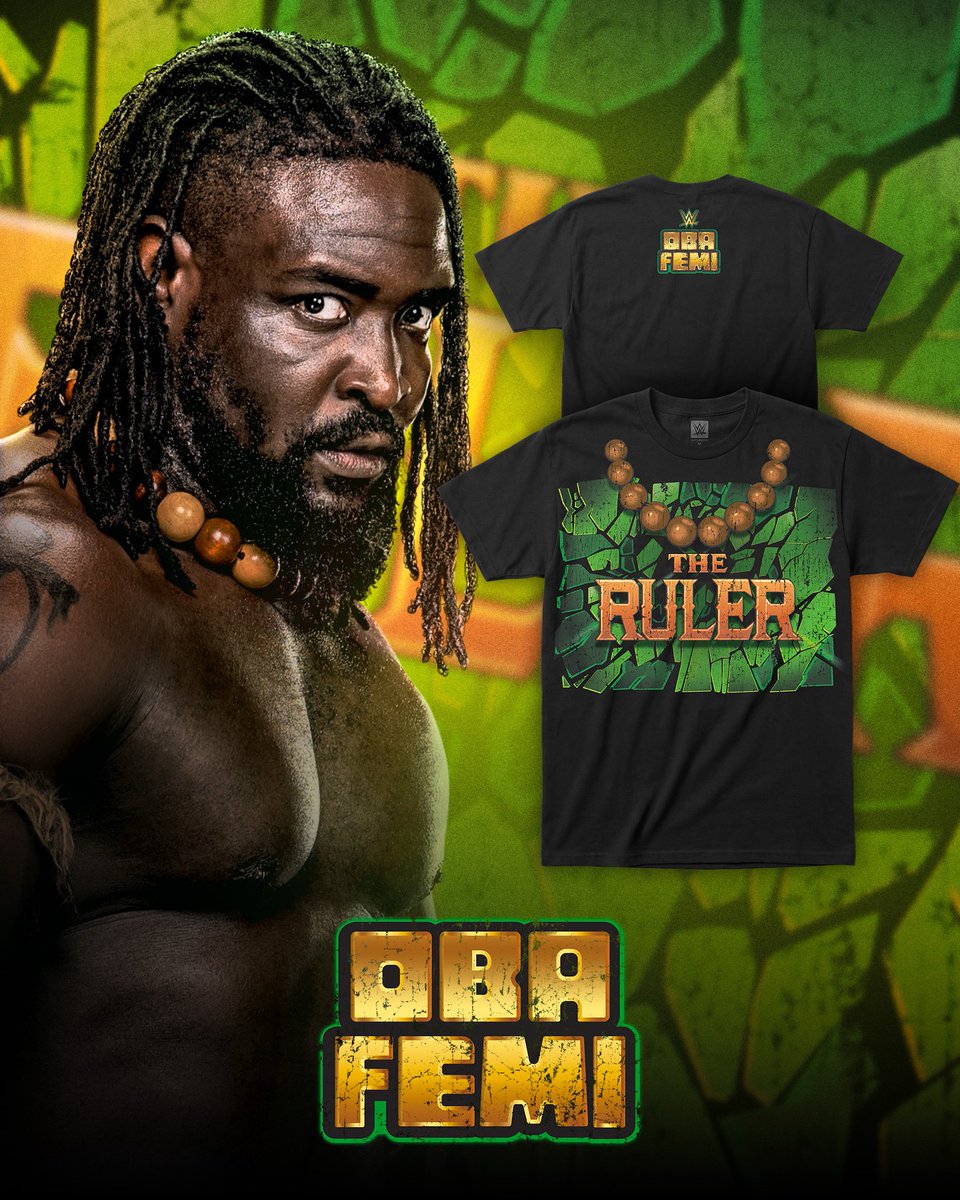 WWEShop's tweet image. The Ruler! Oba Femi has a NEW tee live at #WWEShop! #WWE
@Obaofwwe 

🛒: bit.ly/3MhvNhf