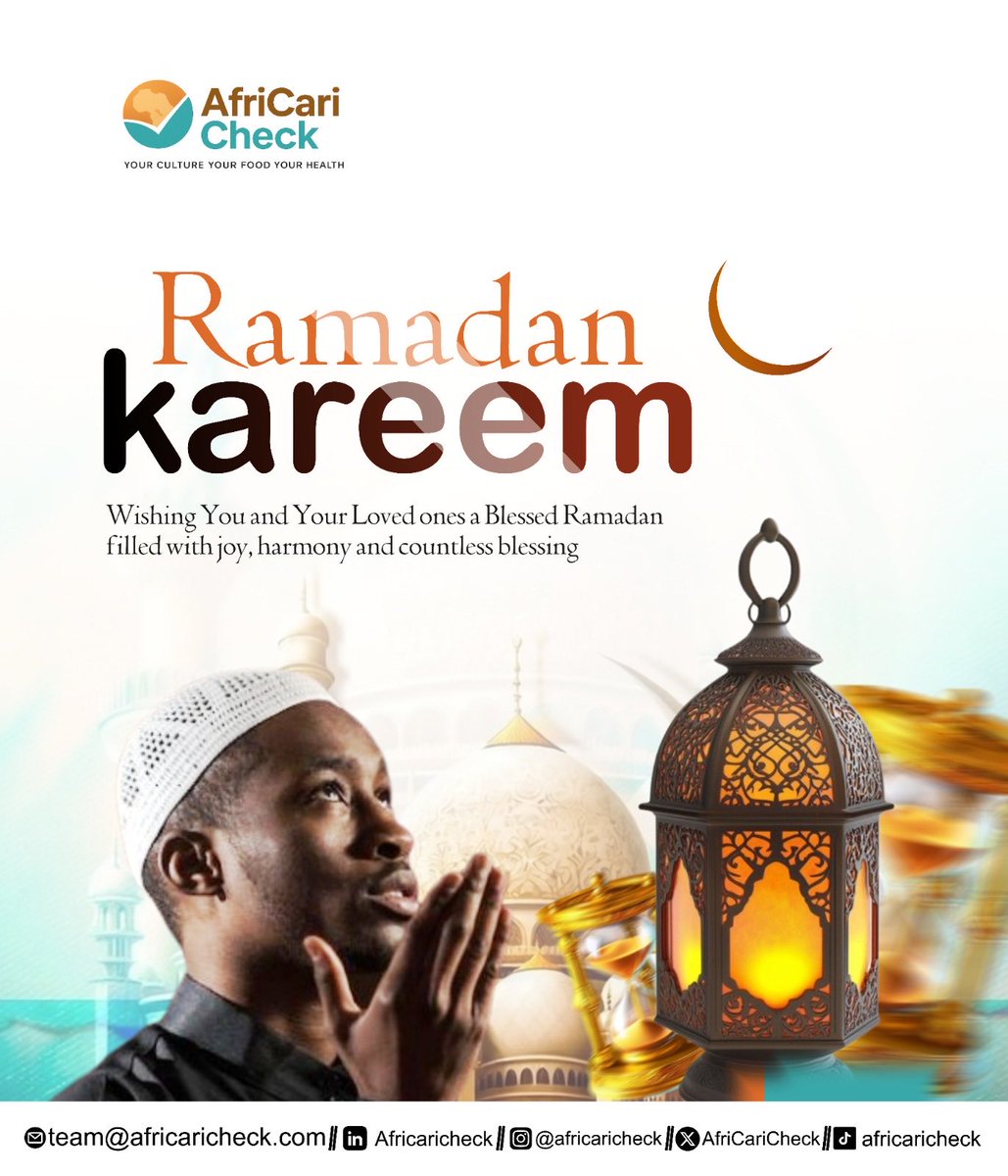 AfriCariCheck's tweet photo. 💚 A Healthy Ramadan is a Blessed
Ramadan is not only about spiritual discipline, With mindful eating and smart tracking using AfriCari Check, you can nourish your body while nurturing your soul.
May this Ramadan bring you peace, strength, and good heal✨ #ramadan  #africaricheck https://t.co/HGInML5JeA