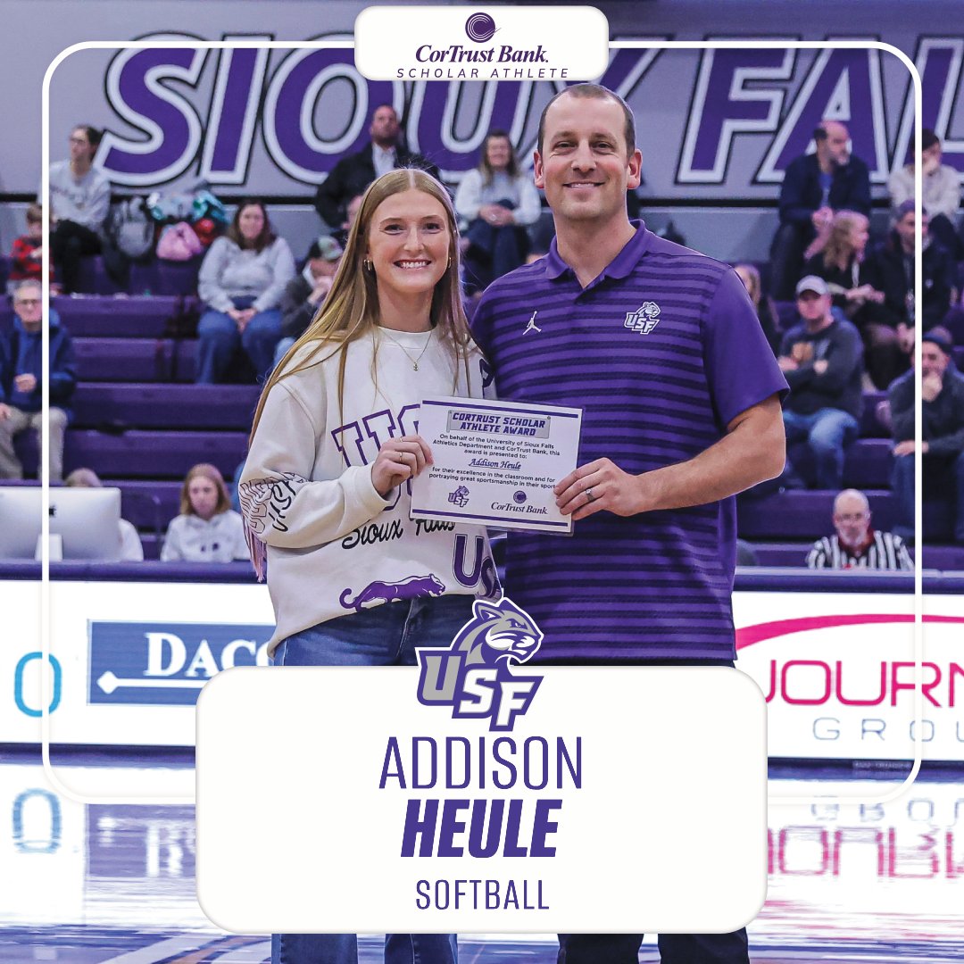 USFCougars_'s tweet photo. Hey Cougar Fans! Join us in congratulating
@USFCougarsSB 
Addison Heule on earning our CorTrust Scholar Athlete Award!  #CooFalls | #CooProud https://t.co/4rhPzyuENb