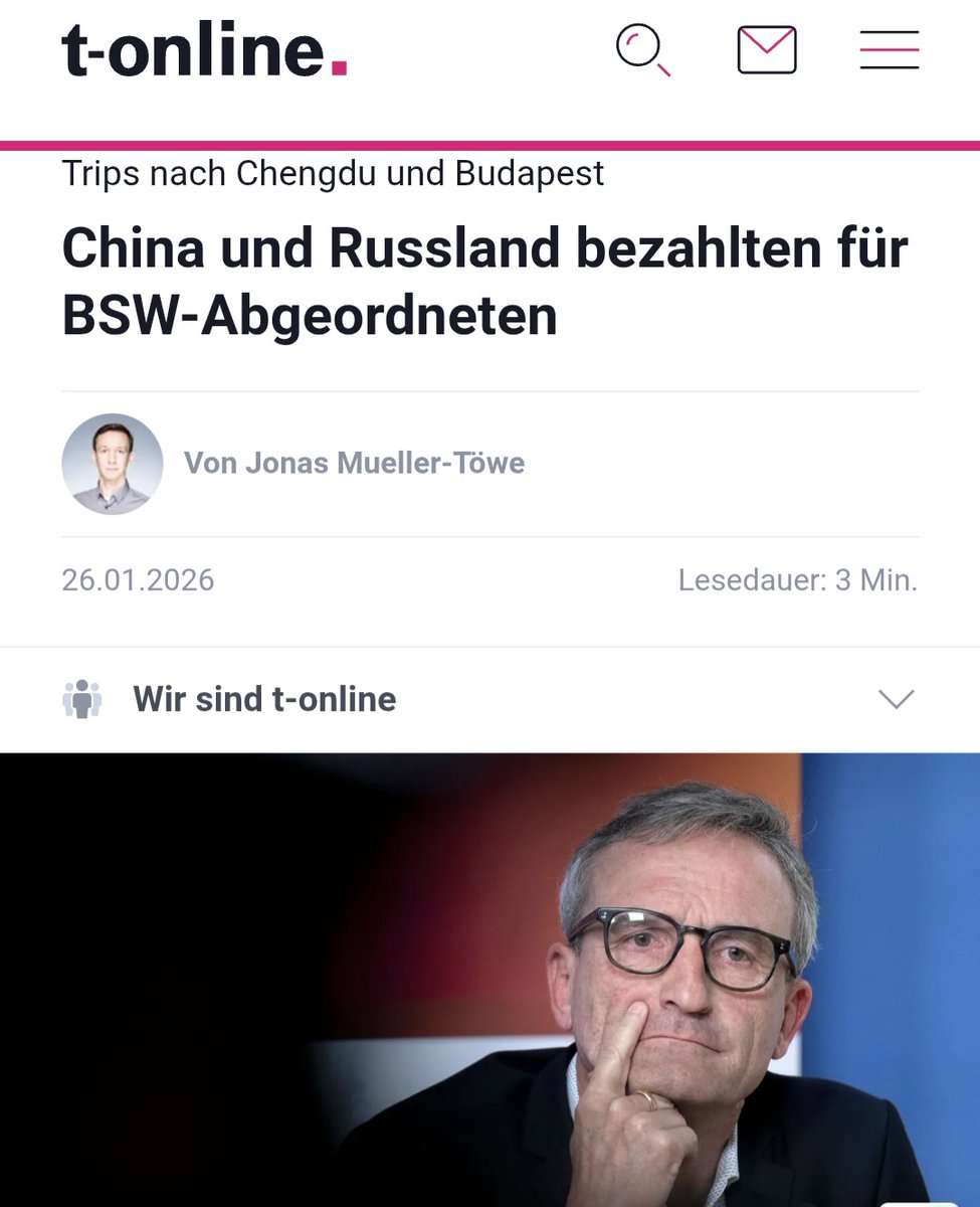 WagenWatch's tweet photo. Russland und China bezahlten für BSW-Abgeordneten: Unter anderem wurde eine Reise des BSW-Politikers Thomas Geisel nach Budapest von einer russischen Universität bezahlt, die den Angriffskrieg gegen die Ukraine unterstützt. (Link zum Text im nächsten Tweet) https://t.co/UGt2gouQjm