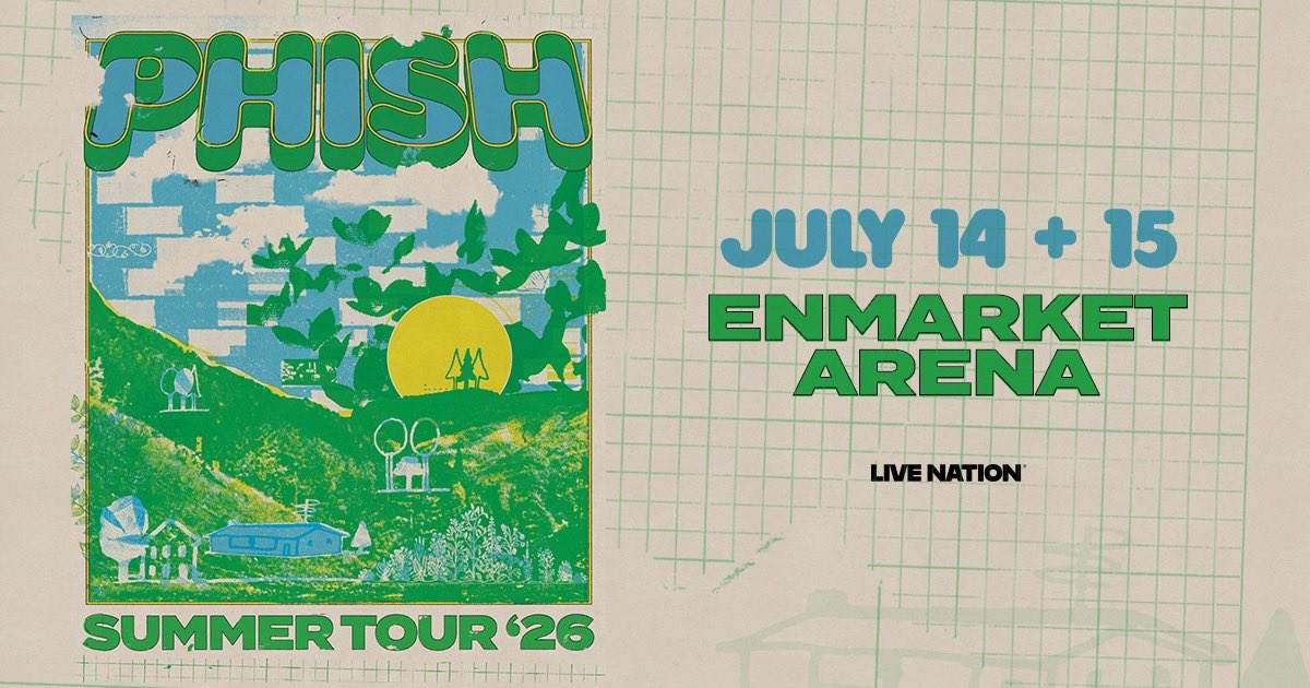 enmarketarena's tweet photo. JUST ANNOUNCED! @Phish is bringing their Summer Tour 2026 to Savannah on 7/14 &amp; 7/15!

Tickets on sale Friday, 2/27. https://t.co/mrvN1wB7s6