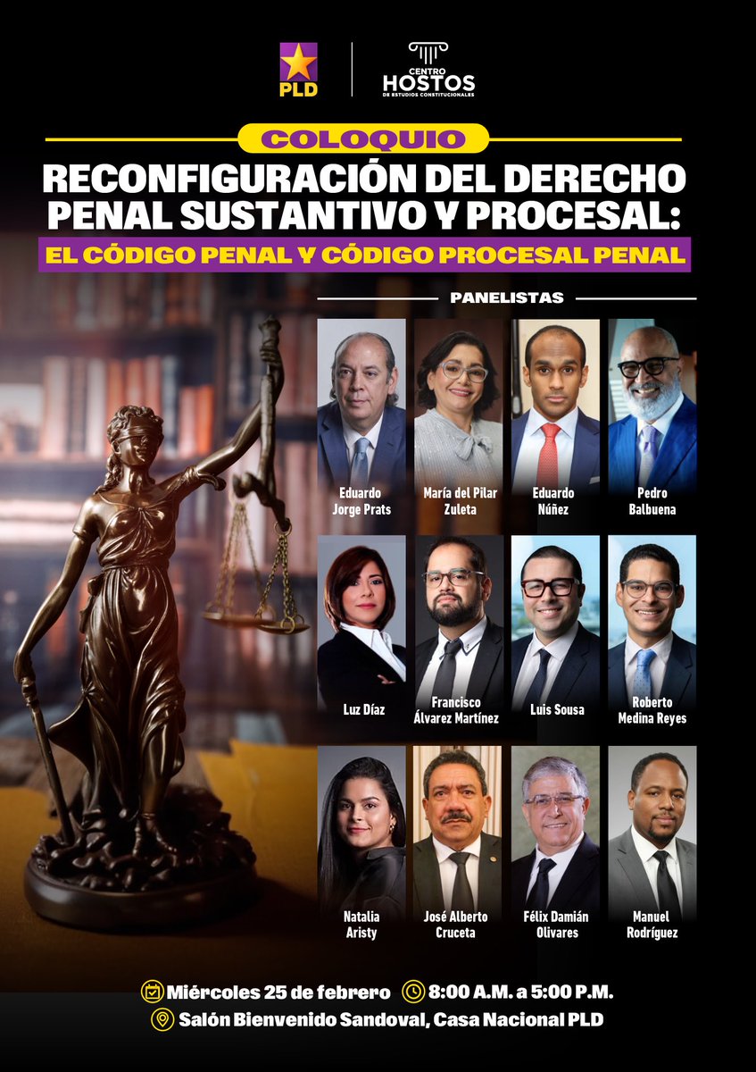 SecJuridicaPLD's tweet photo. La reforma y reconfiguración del derecho penal sustantivo y procesal exige análisis serio, técnico y responsable.

Ven y participa este miércoles 25 de febrero junto a los mejores especialistas en la materia, y contribuye al debate jurídico penal en nuestro país. https://t.co/itid2jVlx5