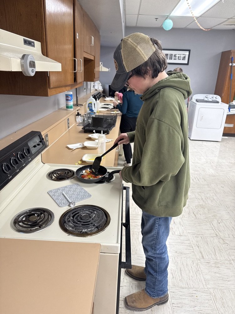 Life skills classes loved making a veggie and egg scramble today with Mrs. Sonja from the 4H!