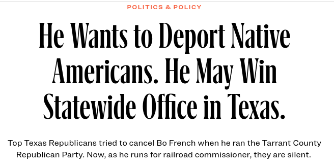 Everything else aside, I'm genuinely curious where this MAGA lunatic and his voter base think Native Americans should be deported to. Is it back where they came from, by any chance?