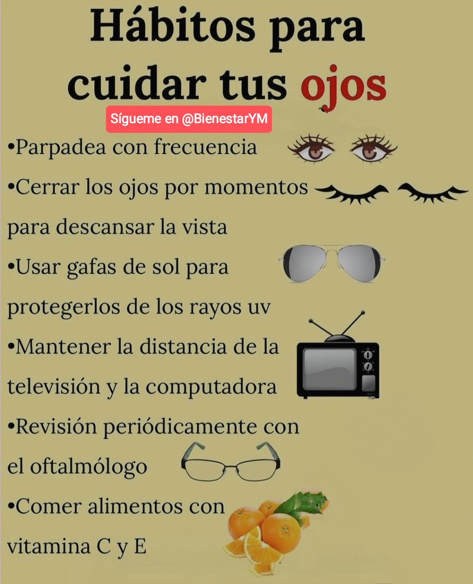 ✨🍉🥥🌱☀️Tip Salud☀️🌱🥥🍉✨

🌟Hábitos para cuidar tus ojos🌟

🌟Gracias por darle a ♥️y 🔄 a este tweet.