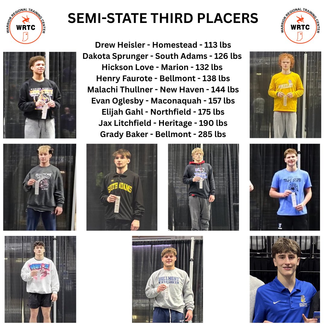 24 Indiana High School State Qualifiers… representing 15 different high schools… including 8 Semi-State Champions… these are all new records for our club.  We are proud of all their hard work and grateful they choose to supplement their training with us at WRTC.  (Post 1/3)