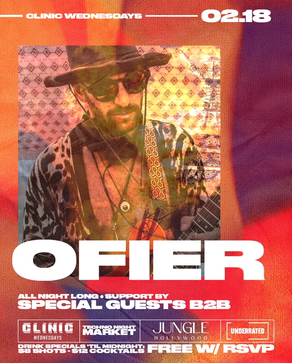 WorldwidePres's tweet photo. Tonight at Clinic we have OFIER with specials guests.

Techno Night Market on the patio and Drink specials until Midnight!

See you on the dance floor! https://t.co/UoXnDIkIzw