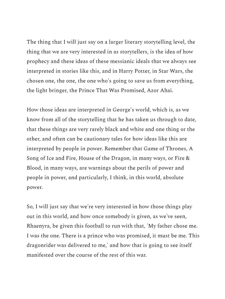 rhaenicentfiles's tweet image. Ryan Condal teases that Seasons 3 and 4 aim to deconstruct the ‘chosen one’ trope, exploring how faith shapes (or strains) a ruler’s relationship with absolute power.