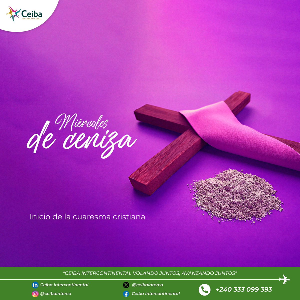 ⸻

✝️✨ Miércoles de Ceniza

En Ceiba Intercontinental acompañamos a quienes hoy inician el camino de la Cuaresma, un tiempo de reflexión, renovación y esperanza.

Que este día nos inspire a crecer con humildad.

✈️ Volando juntos, avanzando juntos.

#MiércolesDeCeniza