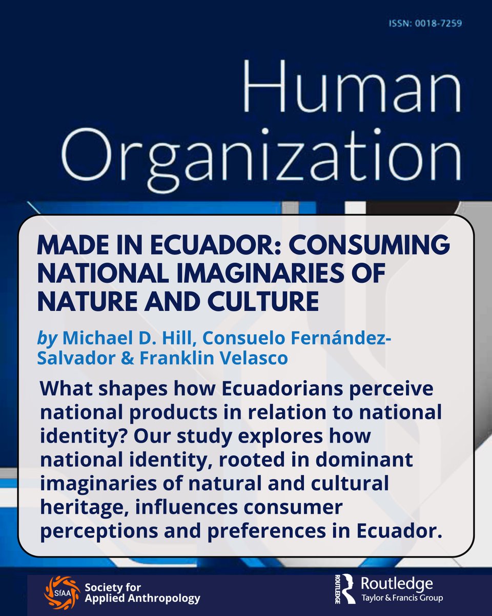 SfAAnthro's tweet photo. New from Human Organization: Made in Ecuador: Consuming National Imaginaries of Nature and Culture by Michael D. Hill, Consuelo Fernández-Salvador &amp; Franklin Velasco
https://t.co/KNlzZB0J1p

@usfq_cocisoh 
@USFQ_Ecuador 
#SfAA #Anthropology #AppliedAnthropology #HumanOrganization https://t.co/U8cCDQD8MT