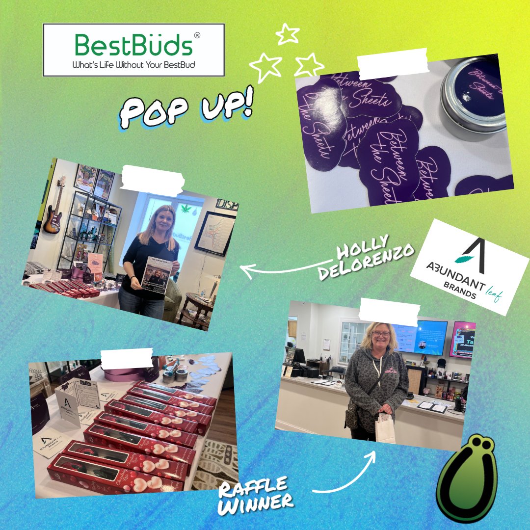 BestBuds_NJ's tweet photo. 💕 Thanks to Holly DeLorenzo from Abundant Leaf Brands for a great Valentine’s Day pop-up at BestBuds!

Fun vibes, brand education, and a raffle for a swag bag + dinner for two. Love bringing our community together ✨

#BestBuds #ShopLocal #WomenOwned #CommunityFirst https://t.co/IrFQdpUHFI
