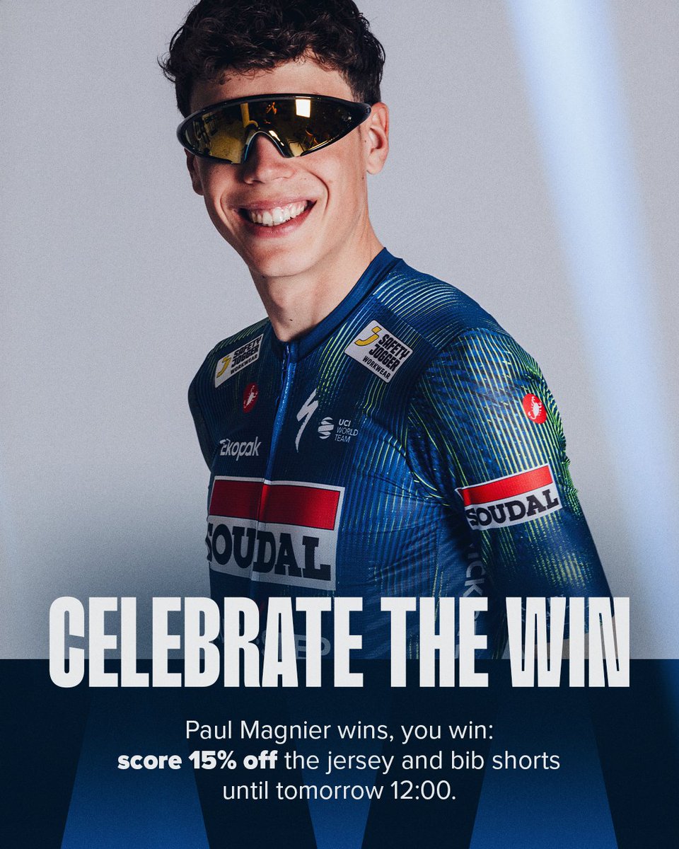 Time to celebrate Paul's WIN in our webshop. 🏆🥇

Score 15% off for the jersey and bib shorts. Until tomorrow 12:00

▶️ thewolfpack.shop/discount/PAUL15

#TheWolfpack