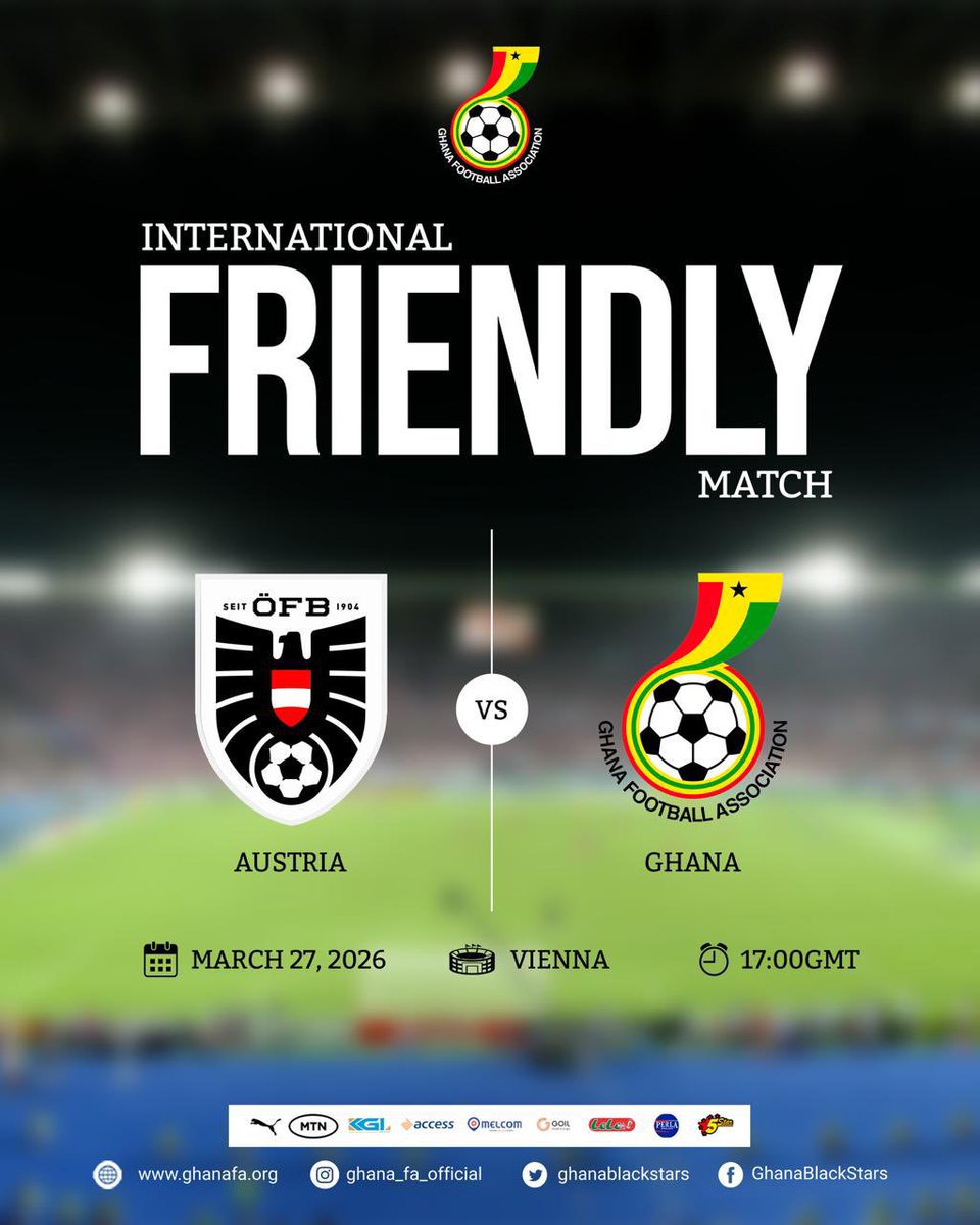 GhanaBlackstars's tweet photo. 3️⃣ friendlies. Three big tests. 👊🏾

🇬🇭 #BlackStars will take on Austria, Germany and Mexico as part of preparations for the 2026 @FIFAWorldCup. 🌍🏆

🇦🇹 Austria — March 27
🇩🇪 Germany — March 30
🇲🇽 Mexico — May 22 https://t.co/70puqtCN61