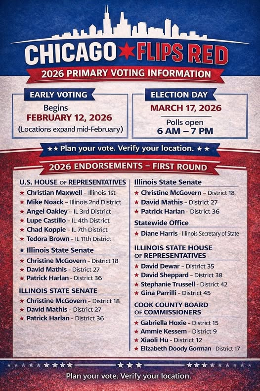 OUR ENDORSEMENTS: #SAVEOURSTATE
These are Chicago Flips Red  first round endorsements. It's also on our website FlipsRed.com.
We’ve been actively vetting governors, ,with each of them having appeared on our YouTube platform. You can go to Zoe Leigh   YouTube channel to