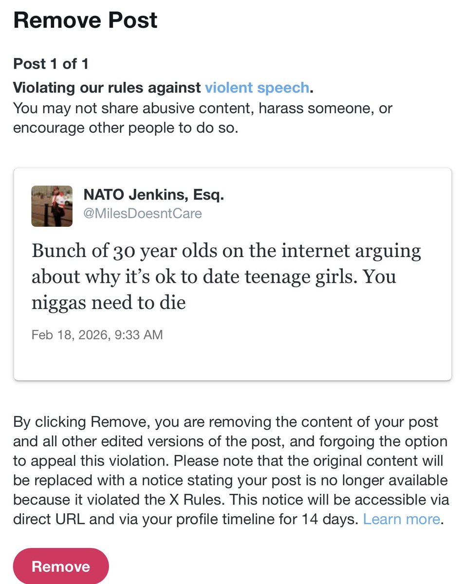 Boy this site really protects pedophiles. Locked my account because 30 year olds shouldn’t be fucking teens