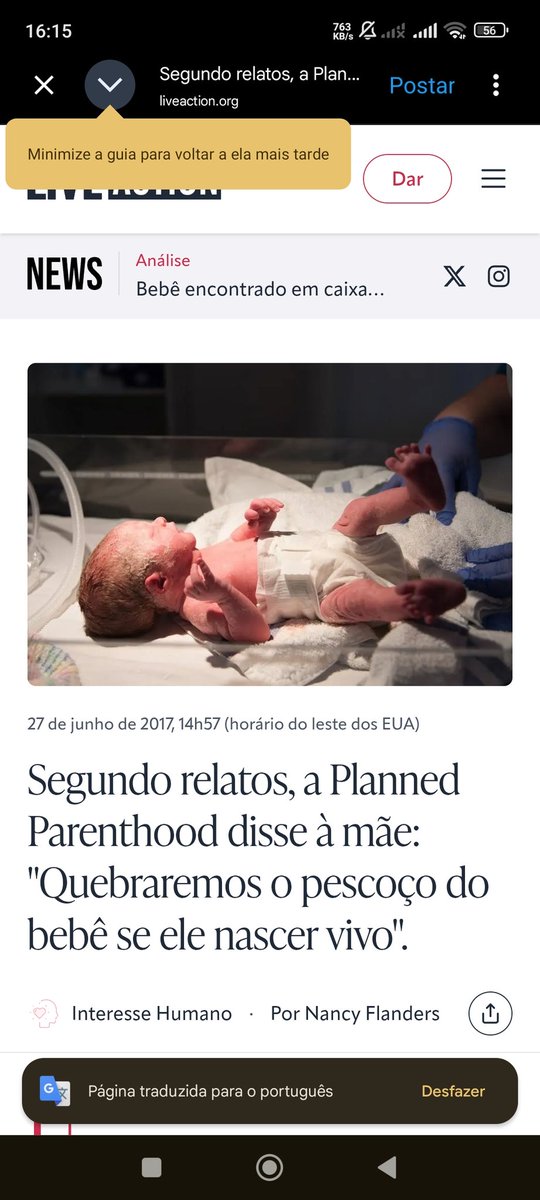 QUEBRANDO PESCOÇO DE BEBÊ VIVO NA PLANNED PARENTHOOD!!

Mulher grávida de 22 semanas vai à clínica em St. Paul, ouve o abortista falar que injetam no coração do bebê e se nascer vivo "quebram o pescoço" pra matar... 

Zero explicação antes sobre isso!

Mas ela vê ultrassom com