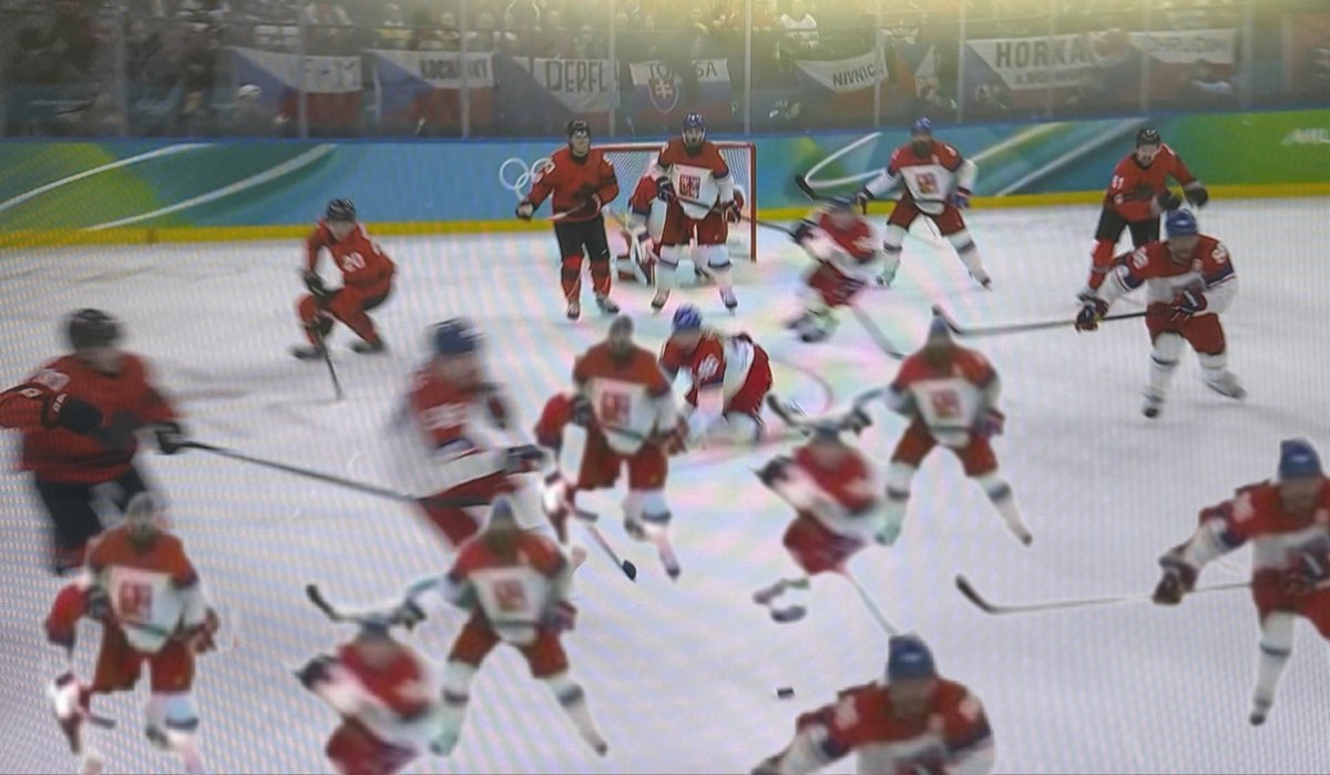 Unbelievable.

The Czechs had 14 players on the ice for the third goal.