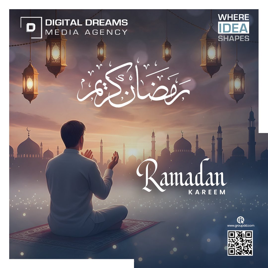 GroupDDMA's tweet photo. As the blessed month of Ramadan begins, we pray for peace, prosperity, and countless blessings for everyone.

From all of us at Digital Dreams Media Agency, we wish you and your families a month filled with mercy, gratitude, and growth.

#RamadanKareem 🌙

#Ramadan2026 https://t.co/6e0r7Fu9No