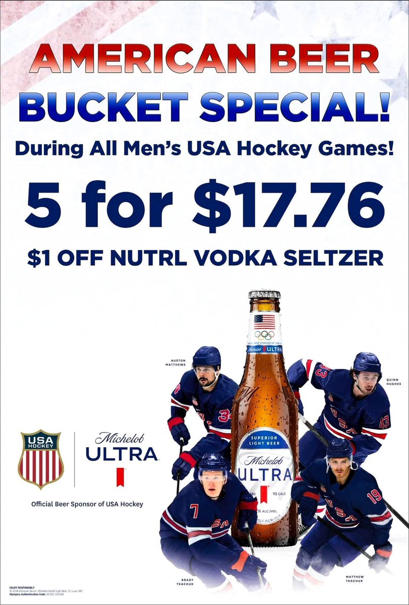 TomReidsPub's tweet photo. Wednesday! USA vs Sweden at 2:10pm today! Come hunker down at Tom Reid's and watch the game! Buckets of American beer for $17.76 during all men's USA hockey games! We also have $1 off Nutrl Vodka seltzers!
#teamusa #OlympicHockey https://t.co/IwNV5UtGox