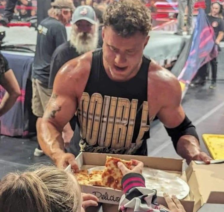 A lot of WWE fans say MJF is a bad guy 
MJF was giving out free pizza to children. 
That’s my AEW Champion