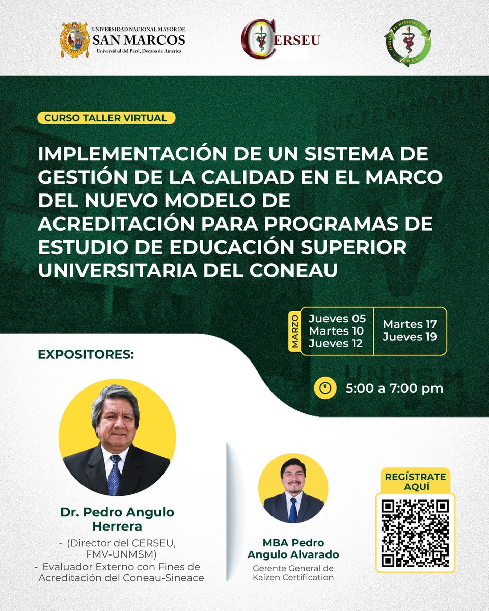 📷 Curso Virtual  Gratuito de IMPLEMENTACIÓN DE UN SISTEMA DE GESTIÓN DE LA CALIDAD EN EL MARCO DEL NUEVO MODELO DE ACREDITACIÓN PARA PROGRAMAS DE ESTUDIO DE EDUCACIÓN SUPERIOR UNIVERSITARIA DEL CONEAU📷 Inscribete 📷 bit.ly/4qCJmpn
📷 Brochure 📷 bit.ly/4qD4TPA