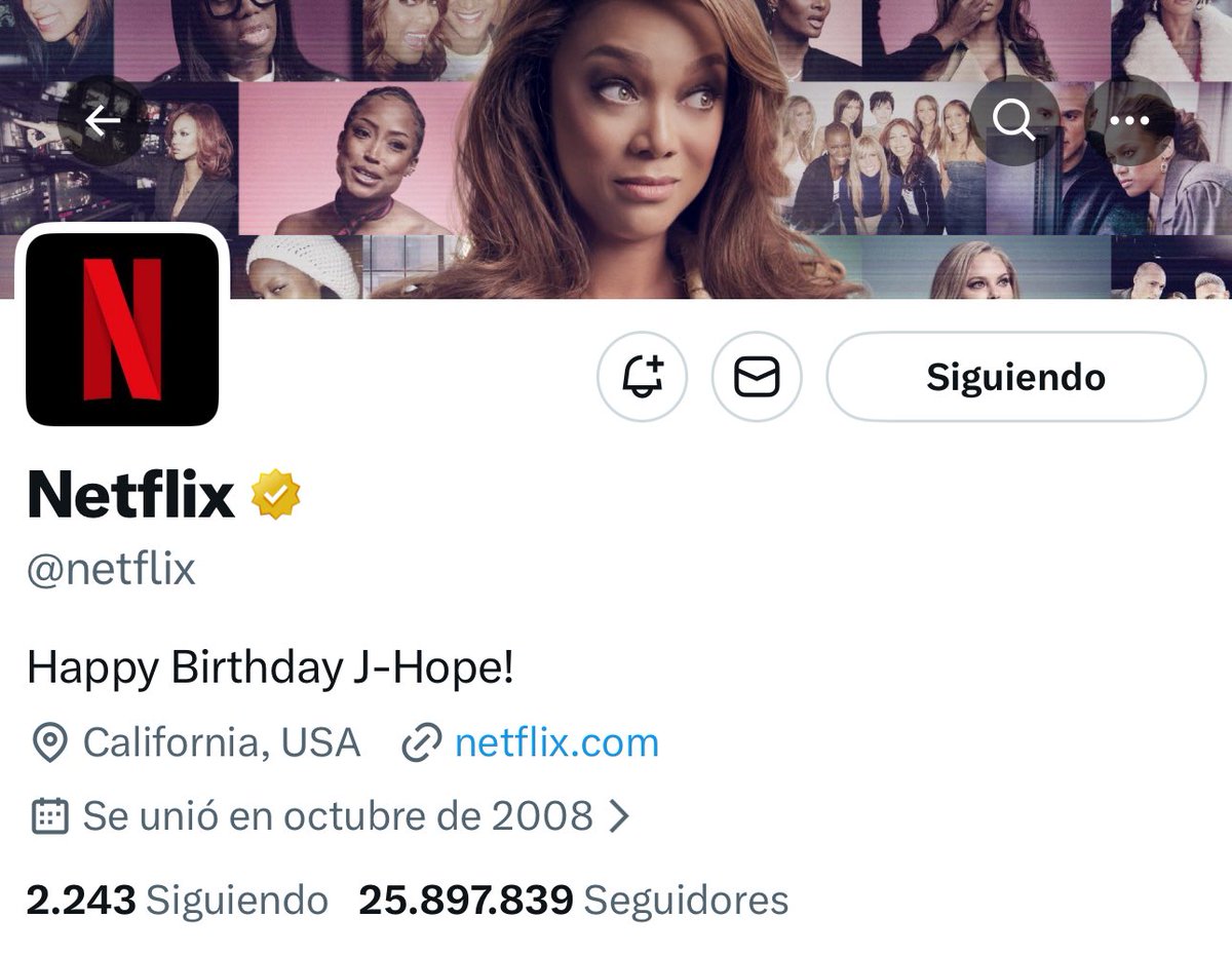 Netflix has changed their X bio to “Happy Birthday J-Hope!”! 🎂
 #JHOPE