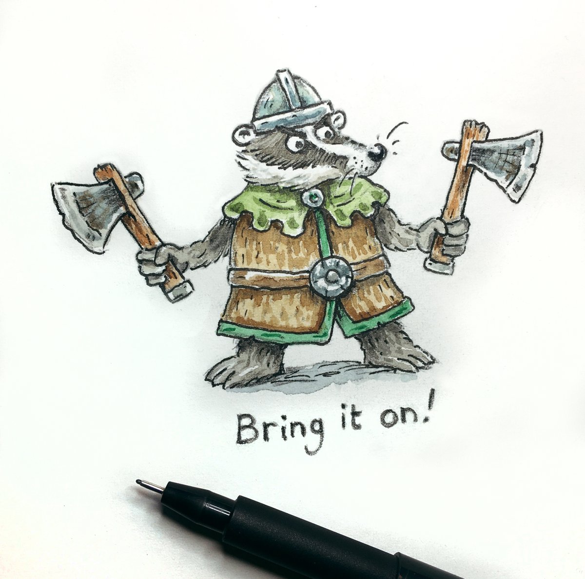 tyrie_art's tweet photo. A tiny but belligerent badger 🙂 https://t.co/7ybWuISX8T