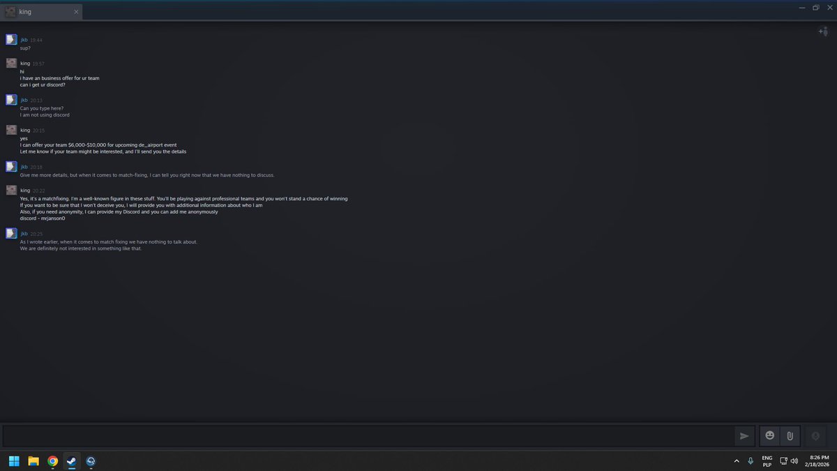 Very interesting pesonality...
We've been offered match-fixing. 
Be careful!!

We're going there to have fun, not make money!

POLSKA GUROM

<a href="/Esplaycom/">Esplay</a> <a href="/airport_masters/">De_Airport Masters</a>