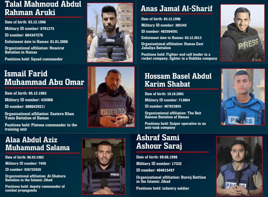 ÚLTIMA HORA: Seis "periodistas" de Al Jazeera han sido expuestos como terroristas tanto de Hamás como de la Jihad Islámica.

Israel ha sido reivindicado una vez más.