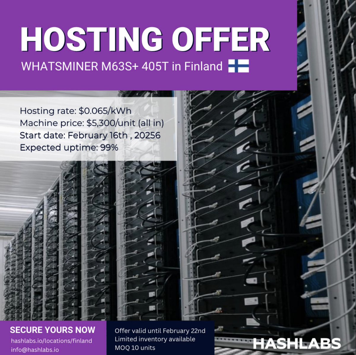 Bear market offer available for bitcoin mining in Finland.