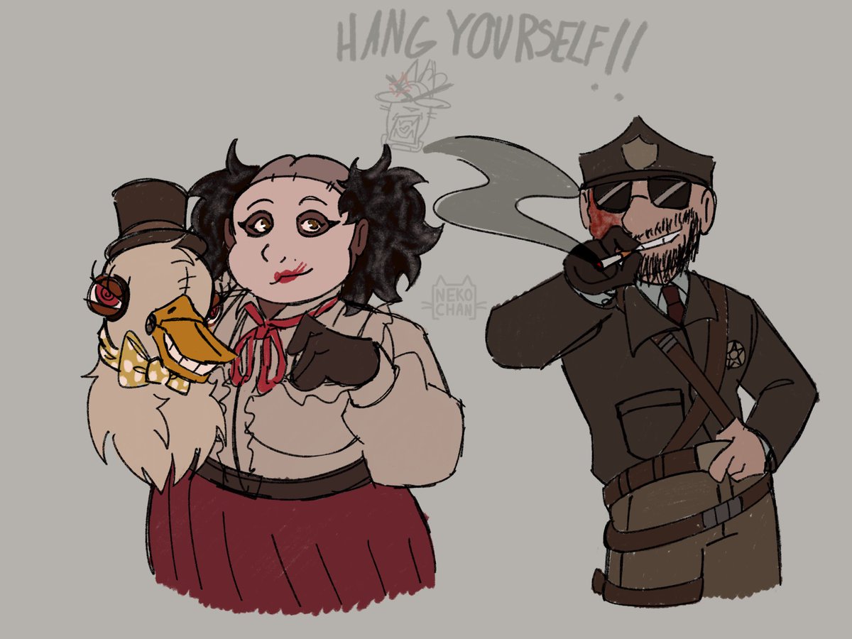 N3k0__Chan's tweet photo. finally drew Gooseberry and Coyle :D
probably the last time i draw Coyle tho, hate that guy

#outlasttrials #mothergooseberry #LelandCoyle https://t.co/JqmyXxid5y
