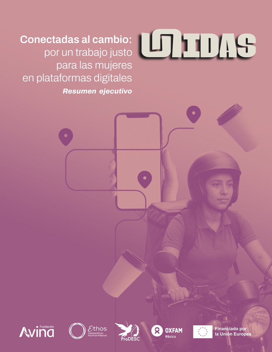 EthosInnovacion's tweet photo. ➡️ El trabajo en plataformas digitales vive un momento clave con la reciente reforma laboral, pero para que esta beneficie realmente a las mujeres que trabajan en el sector, debe implementarse con perspectiva de género.
👁‍🗨 Te contamos por qué en el informe «Conectadas al cambio», de #UNIDAS
📄Descárgalo en https://t.co/IdWzIPleni
@ProDESC @FundacionAVINA @oxfammexico
#ConectadasAlCambio #TrabajoJusto #TrabajoDigno #PerspectivaDeGénero