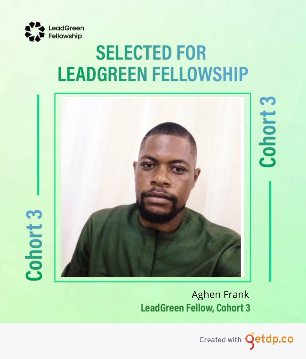 I am honored to share that I have been selected for the LeadGreen Fellowship Cohort III. Excited  to join a community of youth African leaders driving climate action and sustainability. Looking forward to making an impact. ☺️
<a href="/Leadgreen_/">LeadGreen Fellowship</a> 
#Sustainability 
#ClimateAction