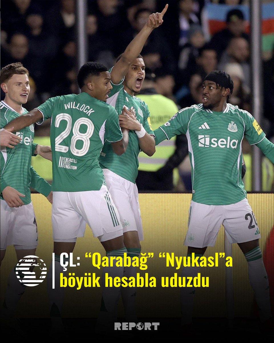 reportnewsaz's tweet image. "Qarabağ" UEFA Çempionlar Liqasının pley-off mərhələsində ilk oyununu keçirib.

"Report"un məlumatına görə, İngiltərənin "Nyukasl" klubu ilə qarşılaşan Qurban Qurbanovun baş məşqçisi olduğu kollektiv 1:6 hesabı ilə uduzub.

#qarabağ #matç #nyukasl #operativxeber #reportaz
