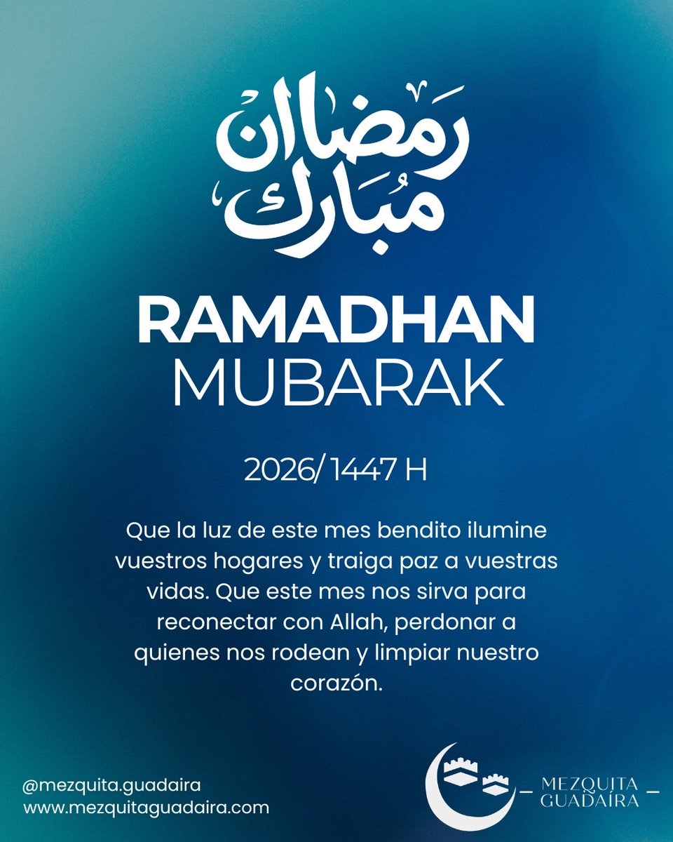 🌙 Ramadán Mubarak, Alcalá de Guadaíra
Con el avistamiento del hilal damos la bienvenida al mes sagrado del Ramadán, tiempo de paz, reflexión, fe y comunidad.
✨ Que sea un mes lleno de luz y salud.

#RamadánMubarak #AlcaláDeGuadaíra #Ramadán2026