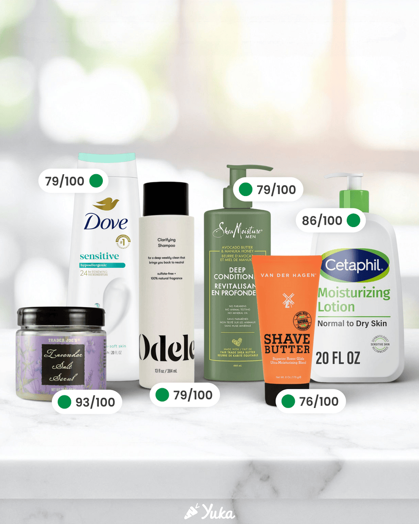 YukaUS's tweet image. If any of your daily shower staples are shown here, it might be time for an upgrade 🛁  The good news? Safer swaps can be just as easy, and just as affordable. Swipe to find your new go-tos. 

#ShowerRoutine #ShowerProducts #YukaApproved