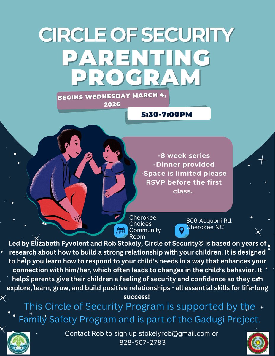Join us for the Circle of Security Parenting Program, an 8-week series that helps you understand your child's needs and strengthens your connection. Each session helps parents give children security and confidence. Space is limited, so RSVP today before the first class starts!