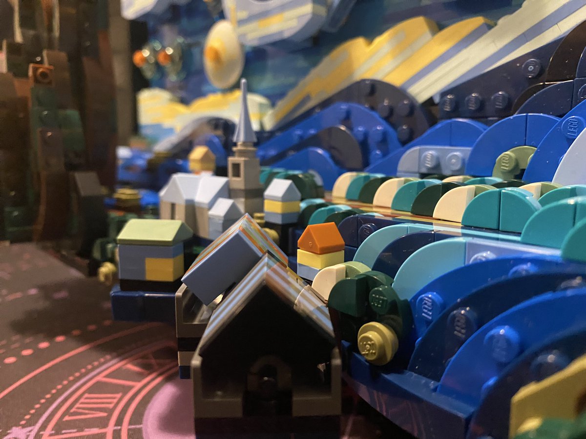 16 hours of building and yapping and we finally finished The Starry Night Lego set !!!! I'm gonna try and hang it up on my wall 🥰✨💫
