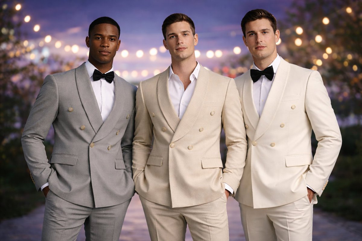 PerfectTux's tweet image. Prom isn’t the night to blend in.
It’s the night you walk in different.
Double breasted. Shawl lapel. Clean confidence.
Light Grey. Champagne. Ivory.
This isn’t just a suit. It’s your entrance.
#Prom2026 #PerfectTux #PromStyle #MensFormalwear #SuitUp #PromFits #DoubleBreasted